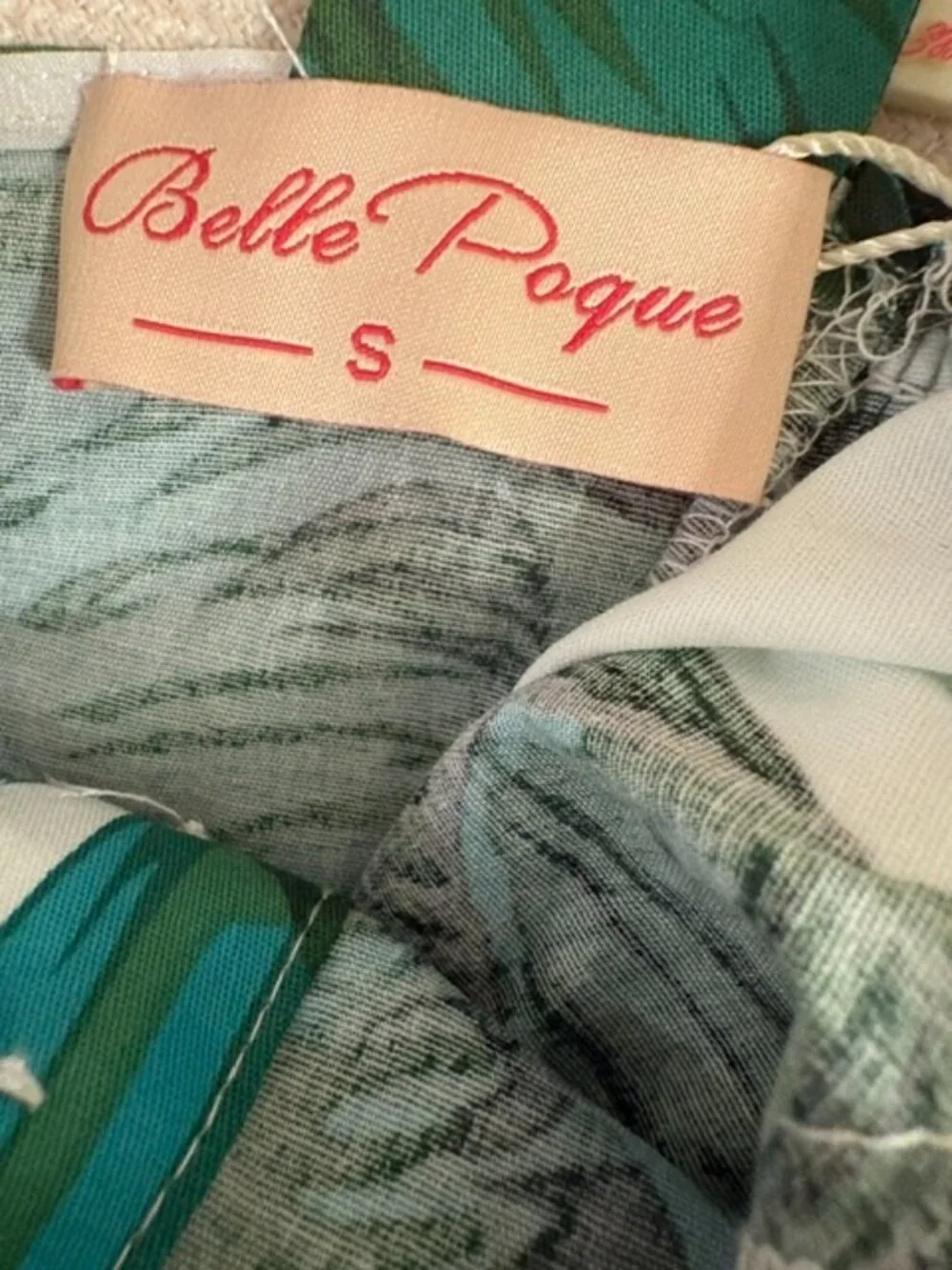 NWT Belle Poque Tropical Leaf Fit & Flare Midi Dress Size S